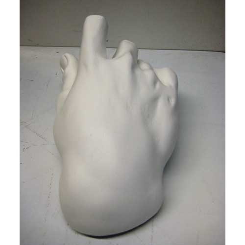 Sculpted hand in a classical Renaissance style, gracefully posed with gently curved fingers and smooth, ornate detailing. Side Angle