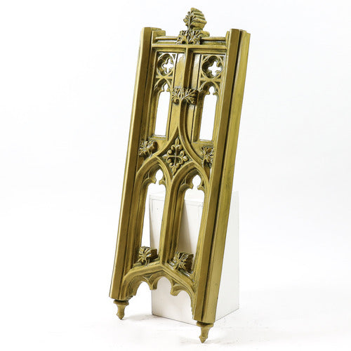 Gothic-style ornate panel with pointed arches, quatrefoil cutouts, and intricate classical detailing reminiscent of medieval architecture. Different Angle