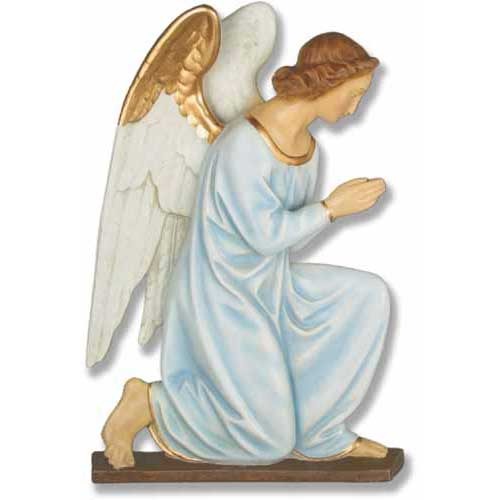 Kneeling angel wall decor in classical European style, featuring detailed wings and flowing robes, ideal for spiritual or religious themes.