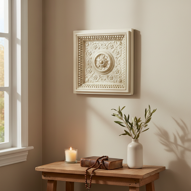Coffered Ceiling Tile Outdoor Plaque (24.0-Inch)