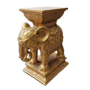 Elephant pedestal with ornate Baroque detailing, classical motifs, and old world European decorative accents. Different Angle