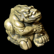 Grotesque gargoyle statue with exaggerated features, hunched posture, and ornate medieval European style detailing. Different Angle
