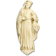 Baroque-style classical female figure draped in flowing robes, standing with a serene expression and ornate detailing.