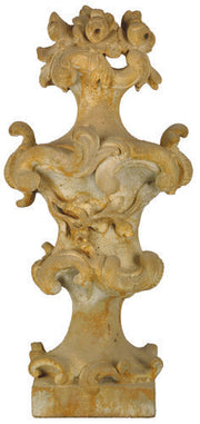 Ornate Baroque urn with intricate scrollwork, floral accents, and classical old world European detailing