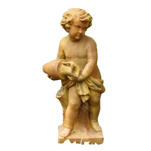 Cherub holding Jug on Tree Stump base Outdoor Statue (38 - Inch) - Bella Statues