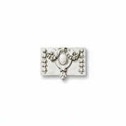 Ornate Baroque-style wall plaque with central oval medallion, floral garlands, and classical scrollwork detailing. Side View