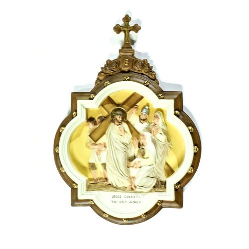 Custom Painted Wall Plaque of Stations of the Cross Station 8 Outdoor/Indoor Statue - Bella Statues