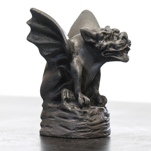 Gothic gargoyle statue with outstretched wings, crouching posture, and detailed, fierce facial features in medieval style. Other Angle