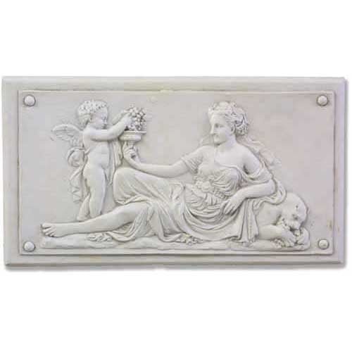 Goddess with Cherub Plaque Lef Outdoor/Indoor Statue - Bella Statues