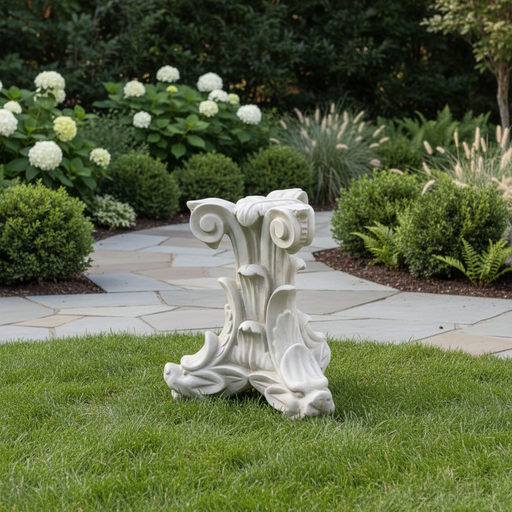 Ornate old world European corbel with classical acanthus leaf motifs and intricate Baroque scrollwork detailing. Side Angle