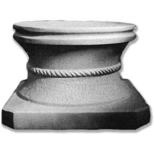 Classical pedestal base with ornate rope detailing and rounded edges, inspired by old world European architectural styles.