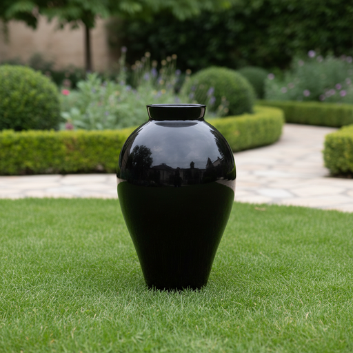 Tall, classical vase with a smooth, curved silhouette and narrow neck, reflecting old world European and Renaissance style elegance. Side Angle
