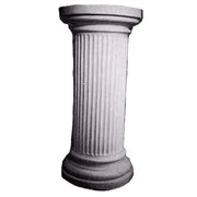 Classical Greek fluted column pedestal with ornate base and capital, featuring old world European architectural style.