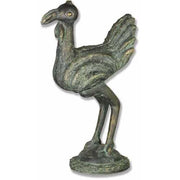 Ornate old world European bird sculpture with classical detailing and stylized feathers on a round pedestal base.