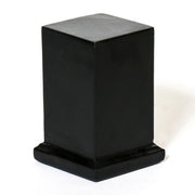 Square pedestal with classical, old world European style and simple, clean lines on a stepped base. Side View