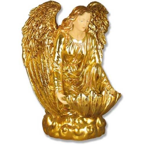 Kneeling Angel With Bowl Outdoor Statue (34 - Inch) - Bella Statues