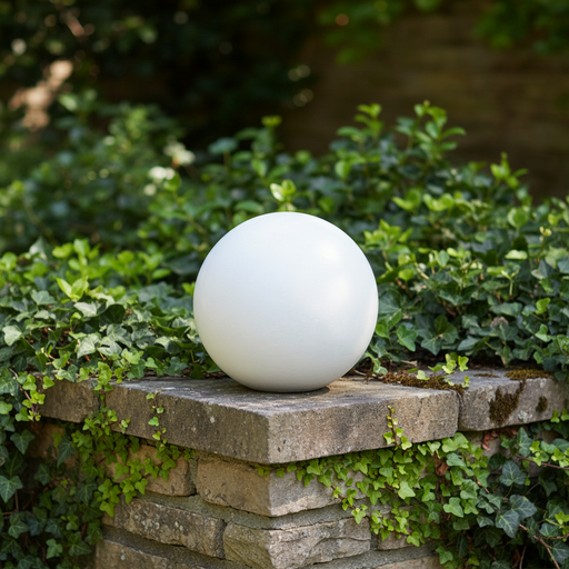 Spherical wall sconce with smooth, minimalist design inspired by classical European and Renaissance architectural styles. Side Angle