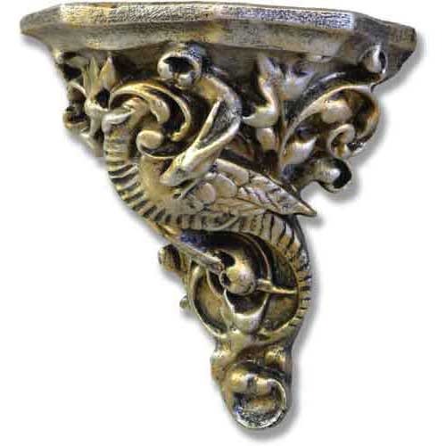 Ornate wall shelf with a Baroque dragon motif, featuring intricate scrollwork and old world European decorative details.