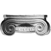 Ionic column capital with classical volutes and ornate old world European detailing in a symmetrical, Renaissance-inspired design.