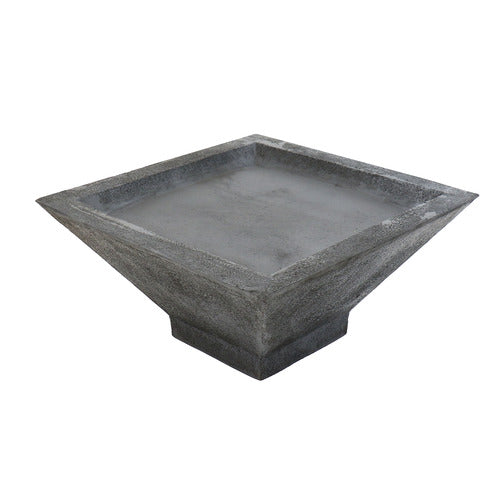 Square basin planter with flared sides and a wide rim, featuring a minimalist, classical architectural style. Side Angle