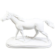 Horse head sculpture with flowing mane, classical European style, detailed features, evokes Renaissance and Baroque artistry. Different Angle