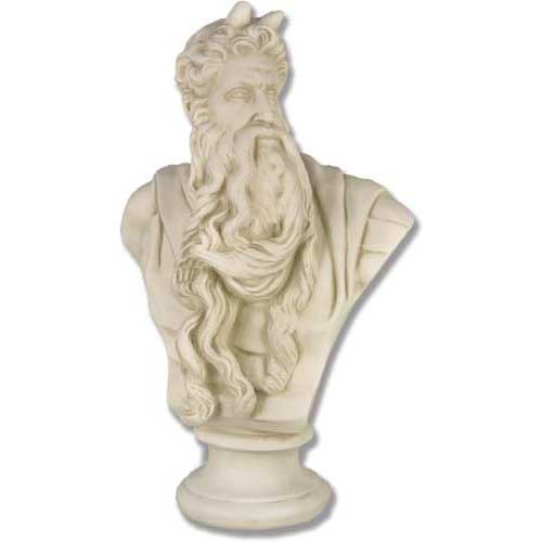 Classical Renaissance bust of a bearded man with flowing hair and draped robes, featuring ornate old world European detailing.