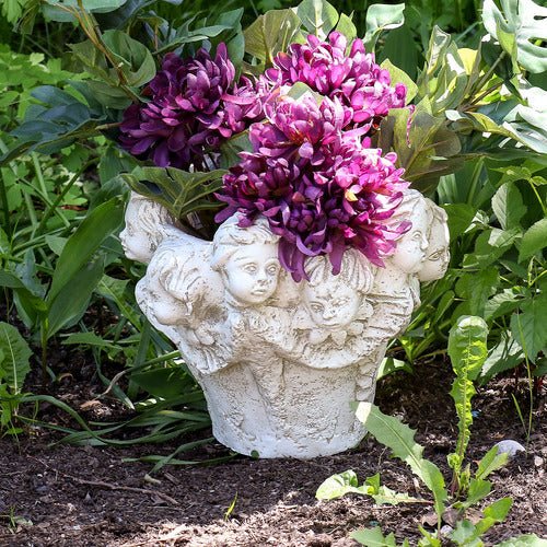 Faces of Cherub pot 10"h Outdoor/Indoor Statue - Bella Statues