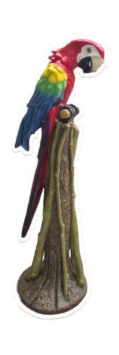 Custom Painted Lifesize Maccau On Perch 52 Full Color Outdoor/Indoor Statue - Bella Statues