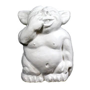Whimsical medieval-style troll statue with exaggerated features, rounded belly, and playful expression, inspired by old world European folklore. Side View