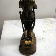 Kneeling medieval knight in ornate armor, hands clasped in prayer, classical old world European style with Gothic detailing. Other Angle
