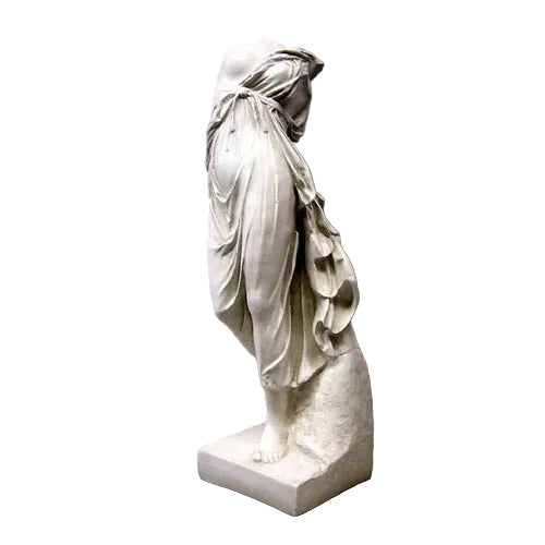 Classical Greek-style headless draped statue with ornate, flowing robes and detailed folds, evoking ancient European sculpture.