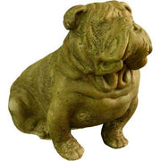 Bulldog statue with detailed wrinkles and expressive features, sculpted in an old world European classical style.