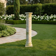 Baroque-style twisted column with ornate spiral detailing and classical old world European architectural design. Side Angle