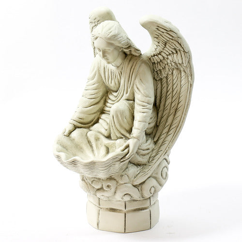 Innocent Kneeling Angel With Bowl Outdoor Statue (18-Inch)