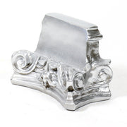 Ornate Baroque pedestal base with intricate scrollwork and classical old world European floral detailing. Different Angle