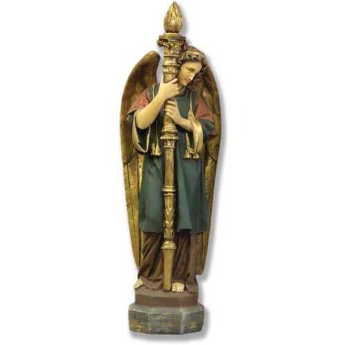 Large Winged Guardian Angels with Candleholder (27 - Inch) - Bella Statues