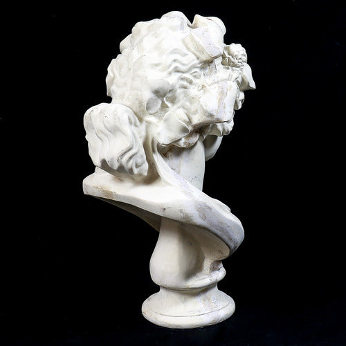 Classical Greco-Roman style bust with ornate floral crown and serene facial expression, inspired by Renaissance sculpture. Other Angle