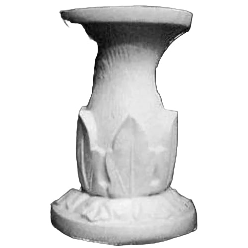 Ornate pedestal with classical Greek-inspired fluted column and stylized leaf motifs in an old world European style.