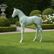 Foal statue with classical European style, featuring smooth lines and realistic proportions in a poised, elegant stance. Side Angle