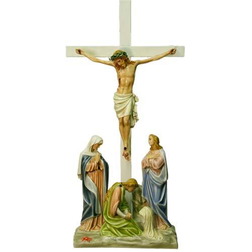 Custom Painted Lifesize (Med.) Jesus Is Crucified w/cross Station 12 Outdoor/Indoor Statue - Bella Statues