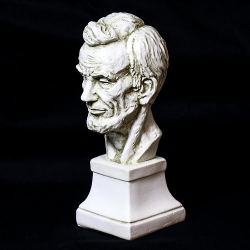 Classical bust sculpture with detailed facial features and beard, set on a square pedestal in Renaissance-inspired style. Different Angle