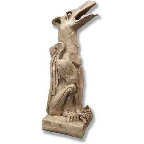 Gothic gargoyle statue with elongated snout, detailed wings, and ornate medieval features in a seated pose.