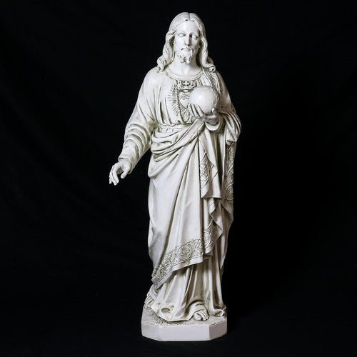 Custom Painted Jesus Religious Sacred Heart to the World 36 Outdoor/Indoor Statue - Bella Statues