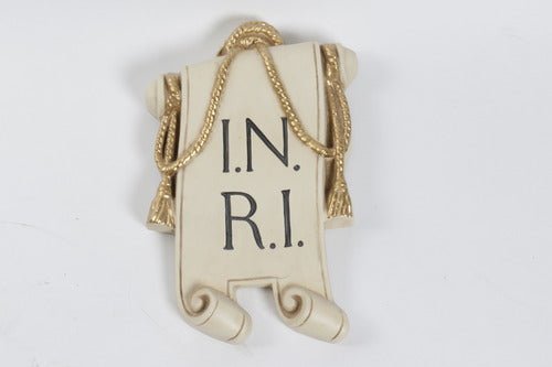 Custom Painted INRI PLAQUE - 15"H Outdoor/Indoor Statue - Bella Statues