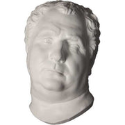 Classical Greco-Roman style bust with detailed facial features and curly hair, evoking Renaissance and old world European artistry.