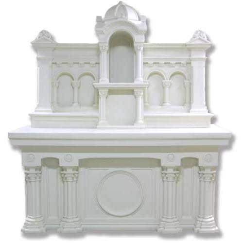 Baroque altar with ornate columns, classical arches, domed niche, and intricate old world European architectural details.