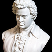 Classical European bust with ornate ruffled shirt and curled hair, inspired by Renaissance and Baroque sculptural styles. Side Angle