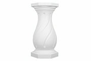 Ornate classical pedestal with a fluted, swirling design and octagonal base, inspired by old world European architectural style.