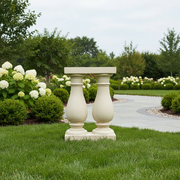 Pair of classical balusters with ornate, old world European design and symmetrical Renaissance-inspired detailing. Side Angle