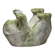 Bear-shaped planter in an old world European style with weathered, mossy patina and playful, whimsical pose.